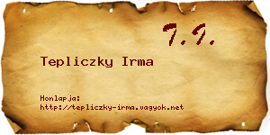 Tepliczky Irma névjegykártya